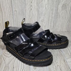 Dr. Martens Blaire Black Patent Lamper Sandals Womens Size 11